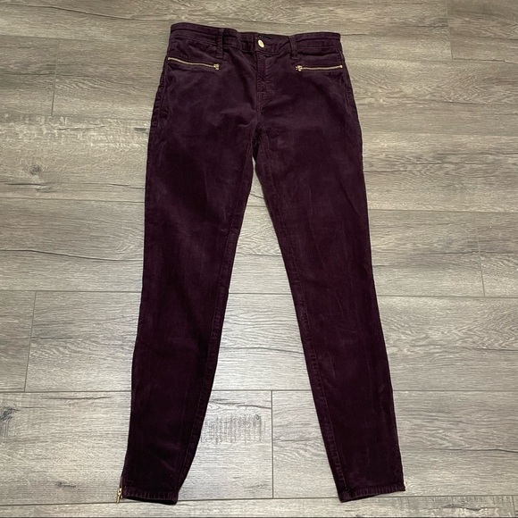 J Brand Iselin Corduroy Ankle Zip Skinny Pants In Blackberry SZ 26. - Picture 1 of 12